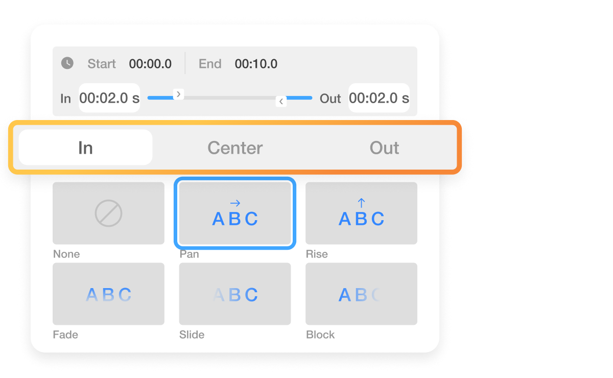 Add text to video with animations in Visla, including fade-ins and center movements for better flow.